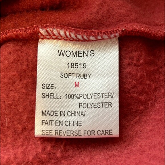 WOOLRICH Fleece Vest Women M Soft Ruby Pink Full Zip Embroidered Logo WARM Layer - Picture 6 of 8